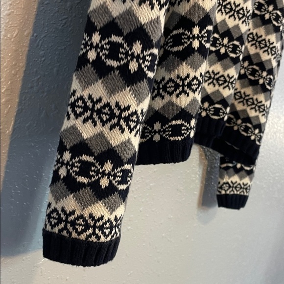 Marsh Landing Fair Isle Knit Sweater – Black & White Turtleneck Pullover Size L - Picture 6 of 12